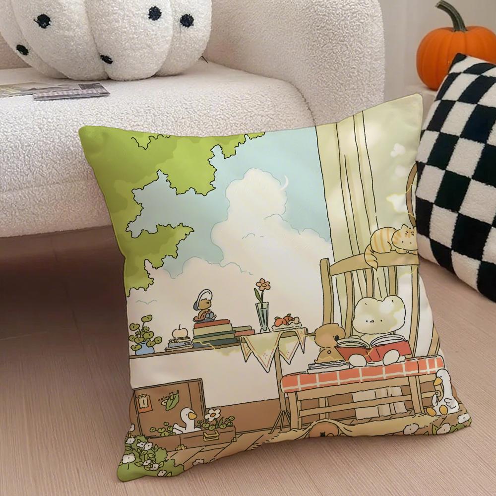 

Author Somdoo Cute Animals Quiat And Peaceful Cushion Cover Throw Pillow Cover Hidden Button Durable Polyester Chair Cushion 30X30cm