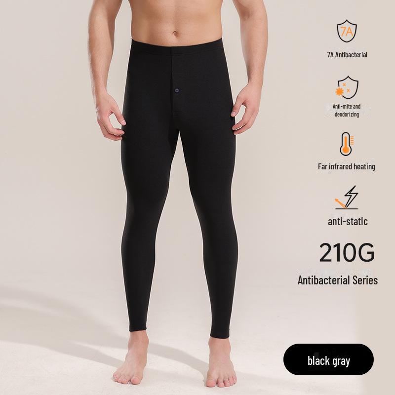 7A Antibacterial Thin Infrared Heating Trousers - Unisex High Waist Warm Threaded Pants for Spring and Autumn