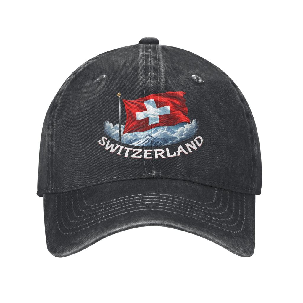 Swiss Switzerland Flag Trucker Hat Merch For Unisex Baseball Caps Retro Headwear Cap Adjustable