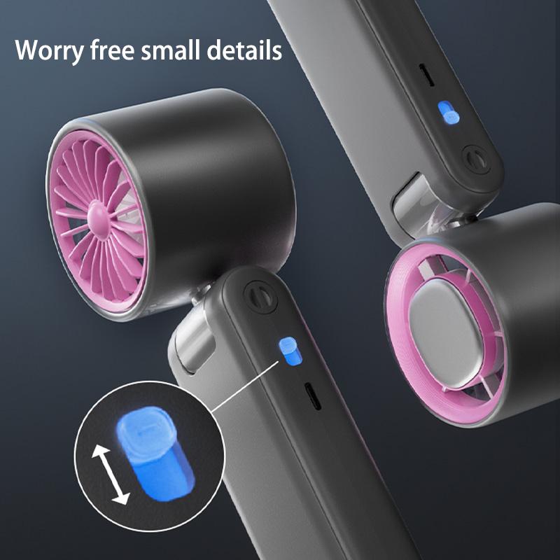 Portable Handheld Fan, USB Rechargeable Digital Display Fan, Foldable Desktop Fan, Cooling & Ice Compress Hanging Neck Fan with Lanyard