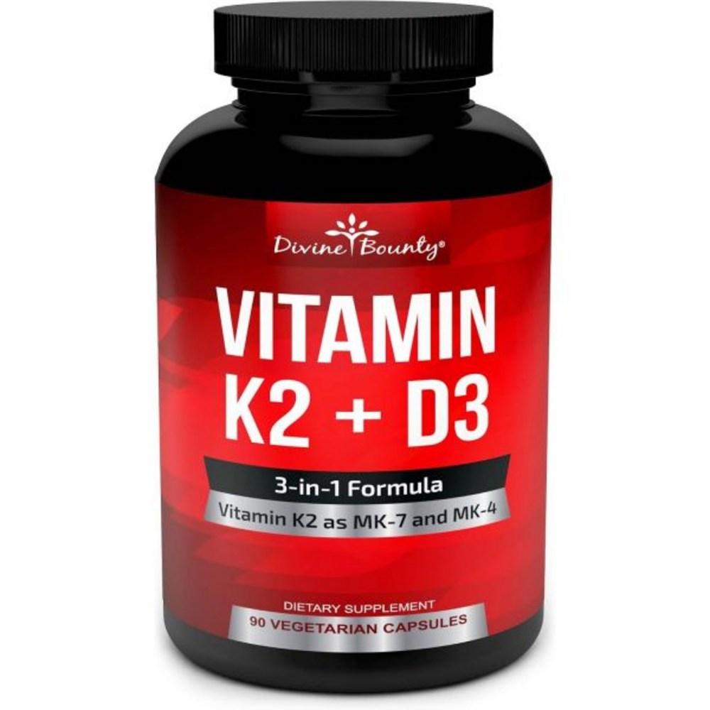 Divine Bounty Vitamin K2 MK7 and MK4 and D3 (5000 U) Supplement 90 Capsules 1 pcs