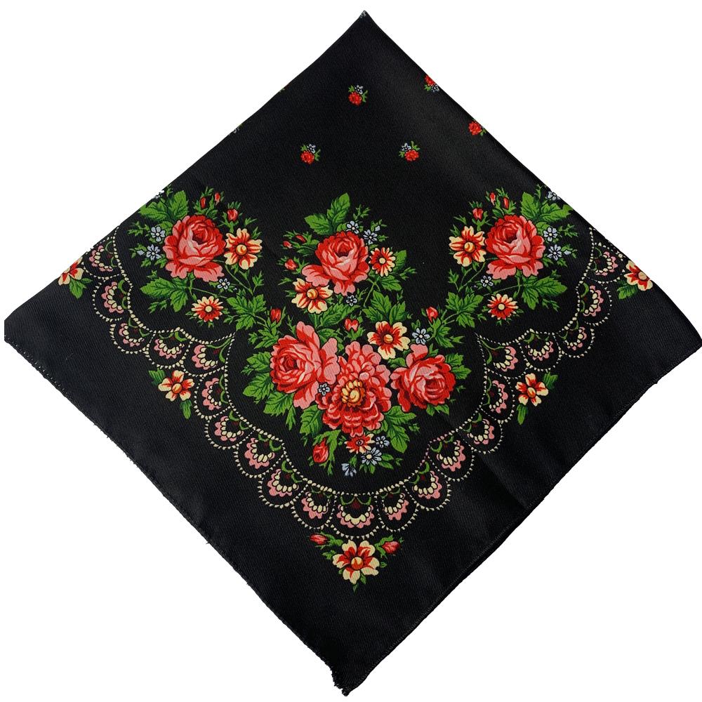 70*70Cm Russian Style Square Headband Scarf Luxury Floral Print Bandana Shawl Babushka Handkerchief Head Wraps