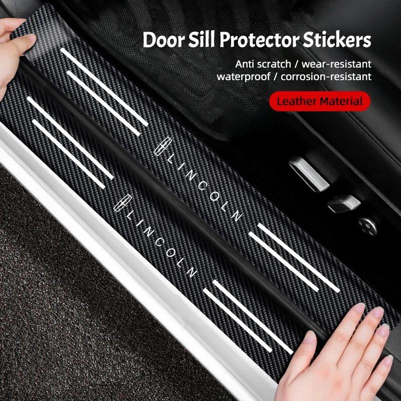Car Door Sill Carbon Fiber Sticker Auto Protector Strip Waterproof For Lincoln Navigator Continental Nautilus Aviator MKZ MKX MK UU111