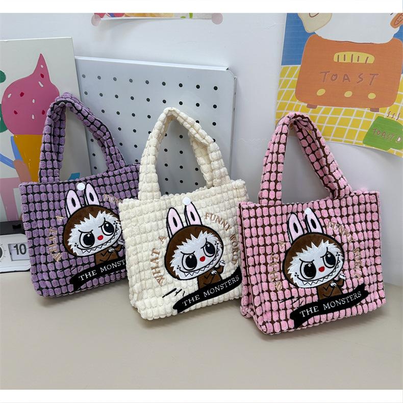 Autumn and winter plush bag for women, cute crossbody handbag, cartoon tote bag, versatile Labu doll bag
