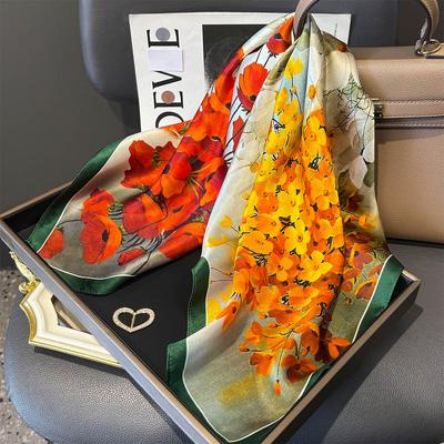 Natürlicher Seidenschal Damen Hals Haare Pashmina Foulard Damen Bandana Schals Hijab Schal Wickel Quadratisches Kopftuch