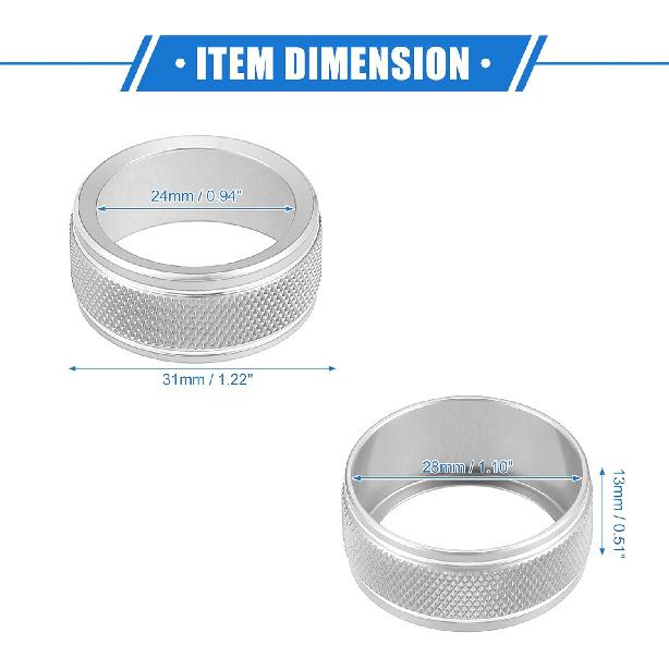 2 Pcs AC Climate Control Knob Ring Compatible for Toyota Camry 2021-2023, Durable Aluminum Alloy Silver Tone Interior Air Conditioning Knob Ring