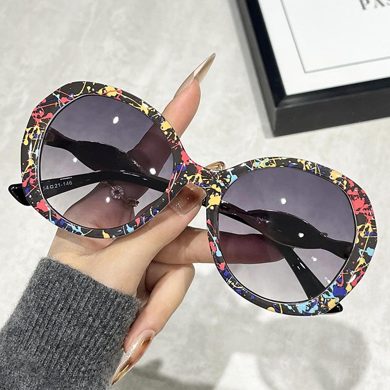 Large Round Frame Sunglasses For Women, Trendy Ins Rainbow Sunglasses, Fashionable Personalized Sunscreen Sunglasses