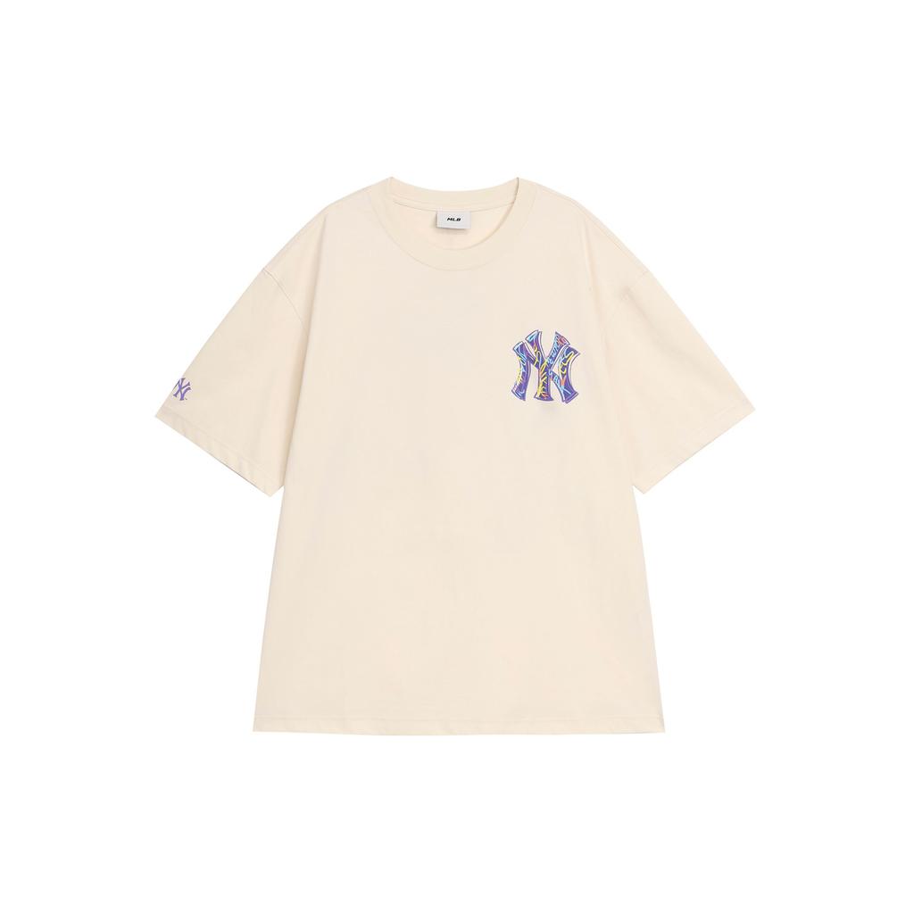 MLB New York Yankees Pull Confortable Col Rond Manches Courtes T-shirt Dopamine Unisexe T-shirts Crème Foncé 3ATSB0644-50CRD