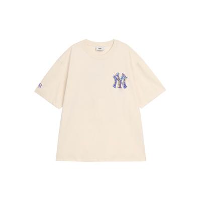 MLB New York Yankees Bequemer Rundhals-Pullover Kurzarm Dopamin T-Shirt Unisex T-Shirts Tief-Creme 3ATSB0644-50CRD