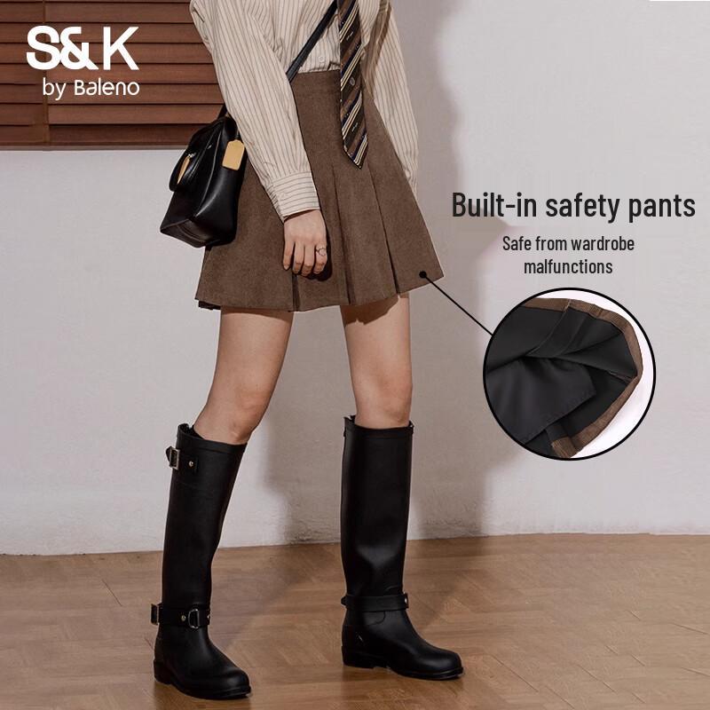 Baleno S&K Women s Corduroy Pleated A-line Mini Skirt L