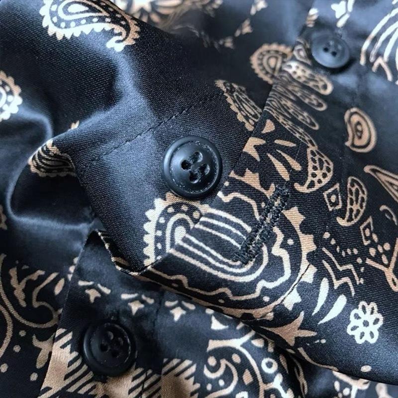 Autumn Fashion Style Harajuku Slim Fit Tops Loose Casual All Match Shirt Korean Style Pointed Collar Printed Button Blusa