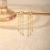 Fashion Jewelry 925 Sterling Silver Long Tassel Chain Diamond Heart Shape Zircon Gold Plated Stud Earrings for Women