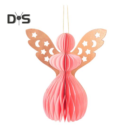 Angel Honeycomb Ornament Paper Angel Hanging Ornament with Sparkling Edge 3D Honeycomb Angel Decoration for Birthday Party Wedding