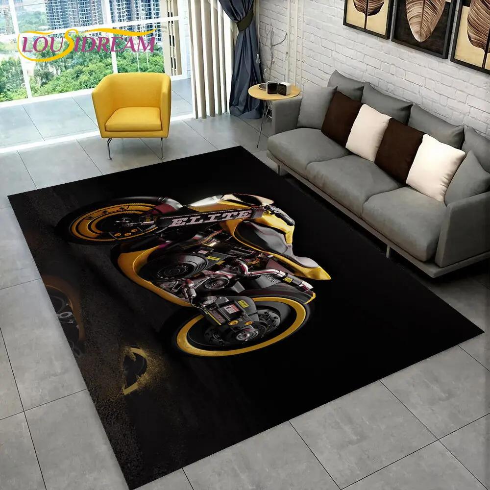 3D Cyberpunk Concept Motorcycle Cartoon Area Rug,Carpet for Living Room Bedroom Sofa Doormat Decoration,kids Non-slip Floor Mat