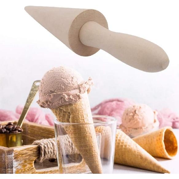 Wood Cone Roller Pizzelle Roller Krumkake Ice Cream Cone Roller Mold Natural Waffle Cone Roller Wooden Mini Waffle Cones Pastry Decorating Baking