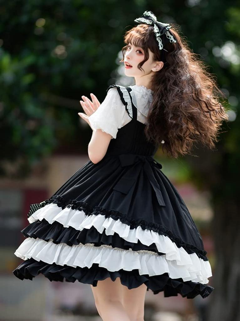 Alice Gothic Dot Ribbon JSK Gothic Lolita Dress Polka Dot Pattern Black [d. & Lolita] [d.Alice]