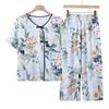 Middle-Aged Women's Summer Floral Two-Piece Set
