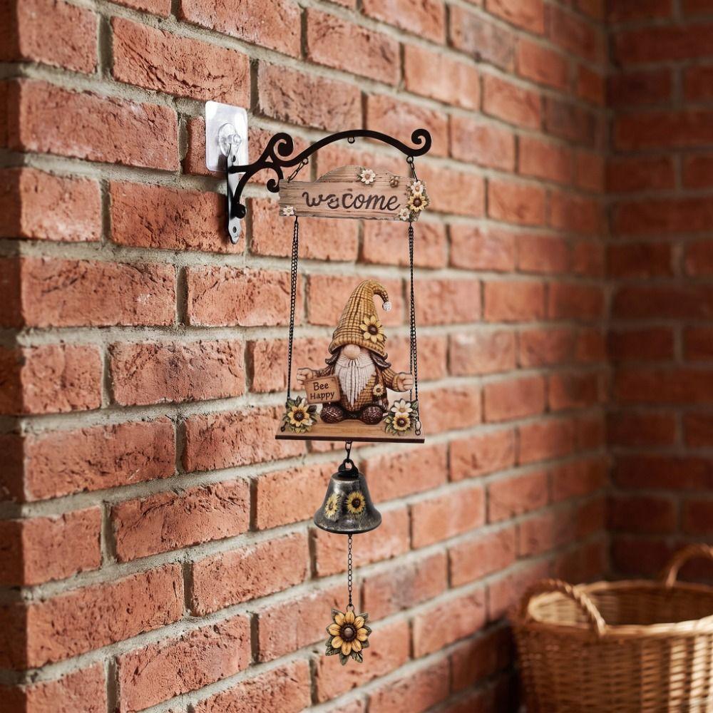 Vintage Metal Wall Mounted Hanging Doorbells Wooden Home Decor Welcome Doorbell Ornament Decorative Christmas Wall Hanging Bell