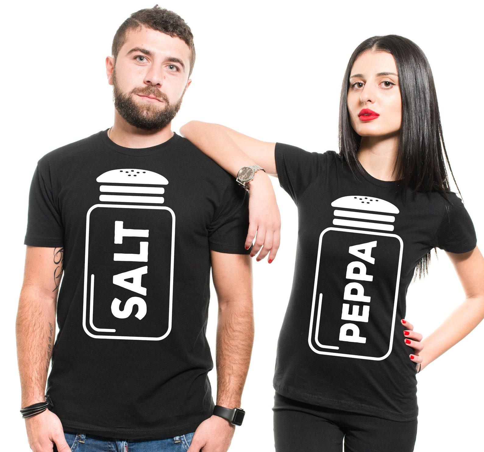 Salt and Peppa Halloween Costume Shirts: Matching Couple T-Shirts M