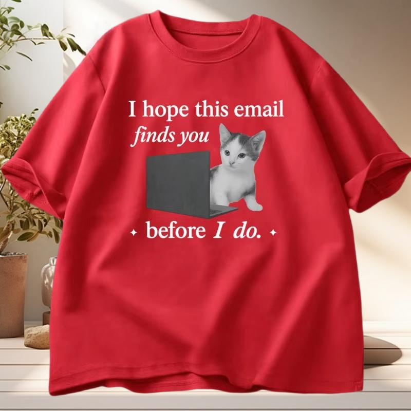 Funny Cat Meme T Shirt Brain Rot Stupid Cat Tshirt Printed Mens Cotton Short Sleeve Tshirt Streetwear Male Clothing Tops L