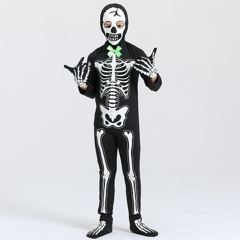 Kids Halloween Skeleton Costume For Boys And Girls Glow In The Dark Skeleton Jumpsuit Stage Performance Bodysuit Costumes