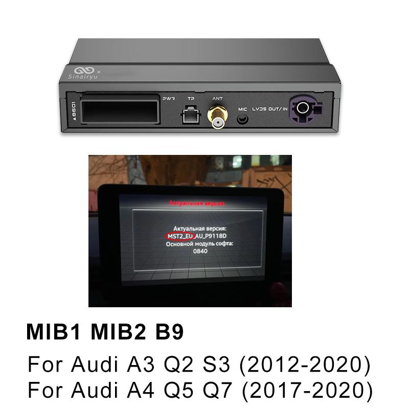 Sinairyu Compatibile con Apple CarPlay wireless per A1 A3 A4 A5 A6 A7 A8 Q2 Q3 Q5 Q7 S4 S5 MMI Car Play Android Auto Mirror Telecamera di retromarcia