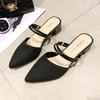 Baotou, One Shoe, Two Sandals, Women's 2025 Summer New Knitted High-heeled Stiletto, and One-word Cool Slippers