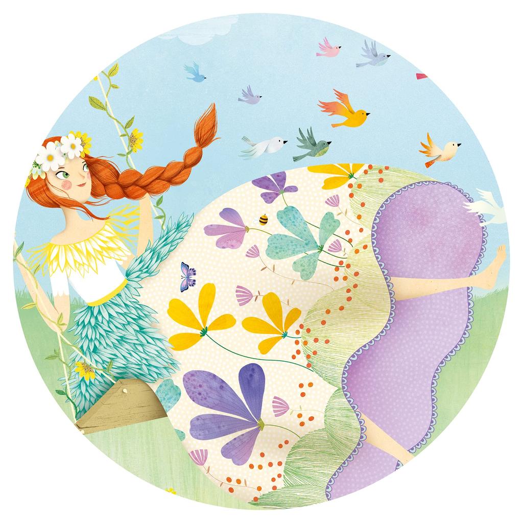 DJECO Silhouette Puzzle Princezna jara Puzzle Girl Fairy 36dílný dárek Roztomilý interiér Montessori 4 roky staré Vánoce (DJ07238)