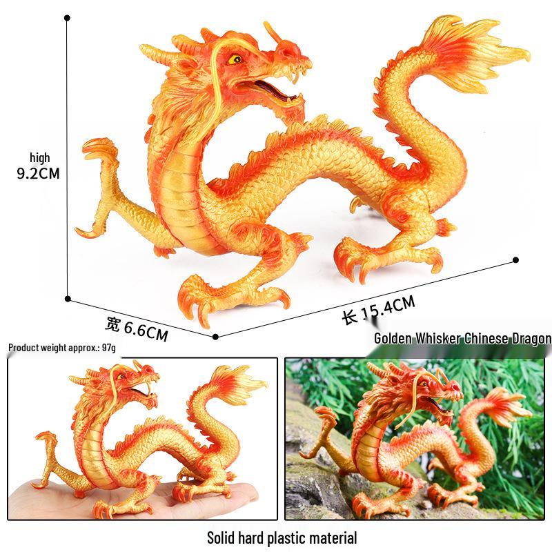 Golden Beard Chinese Dragon Educational Model Toy - Mythical Creature Simulation