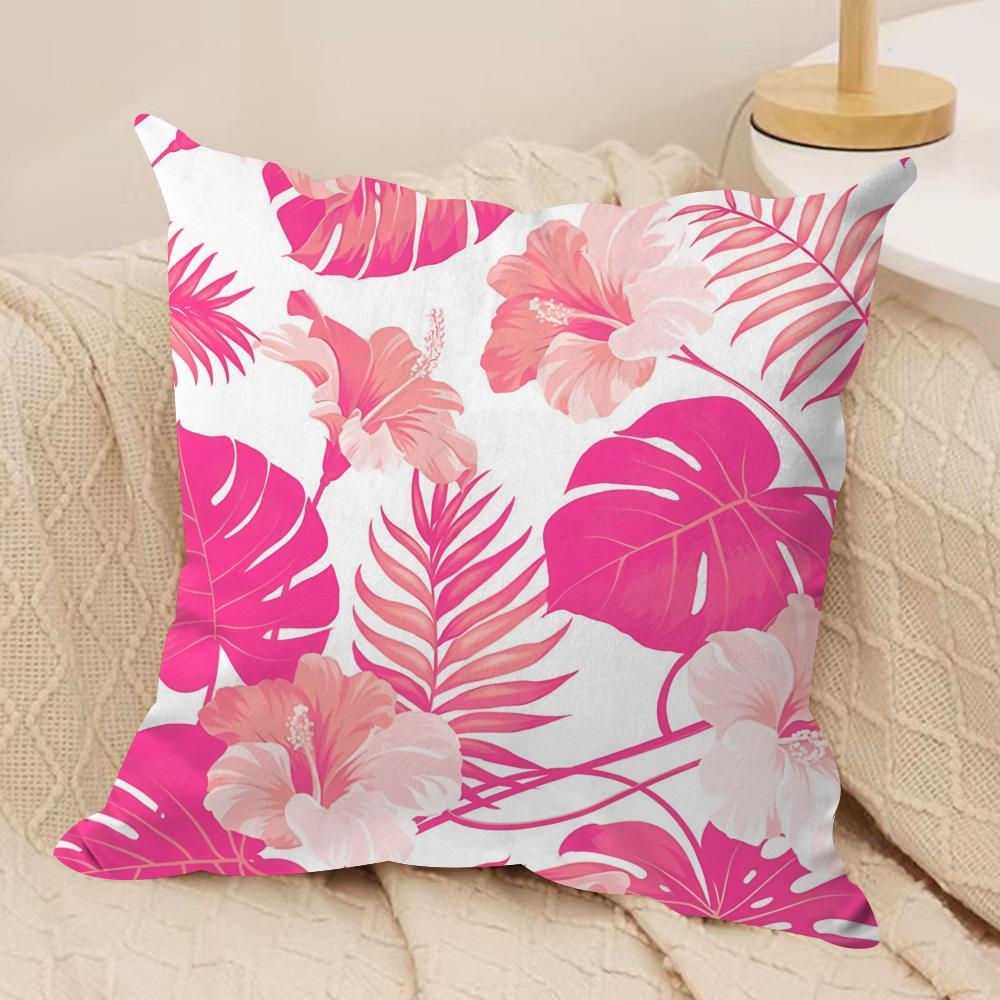 

Монстера Франжипани Арт Наволочка Короткий плюш Двусторонний принт Квадратные Наволочки для Подушек-Пледов Диван Домашний Декор Подушек 30x30cm