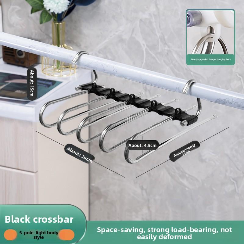 Platzsparender 9-lagiger Metall-Hosenbügel mit Anti-Rutsch-Beschichtung, Edelstahl-Design, inklusive 5 Haken, reduziert 80% Unordnung, für enge Jeans und Denim-Stoffe