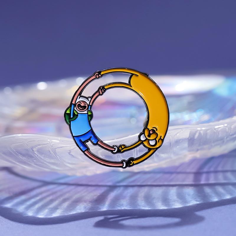 Anime Characters Enamel Pins Custom Circle Winding Brooches Lapel Badges Cartoon Animal Jewelry Gift for Kids Friends
