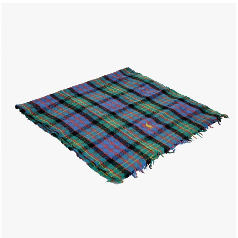 Polo Ralph Lauren Pc1370 416 Pony Outdoor Crinkle Plaid Check Fringe Muffler