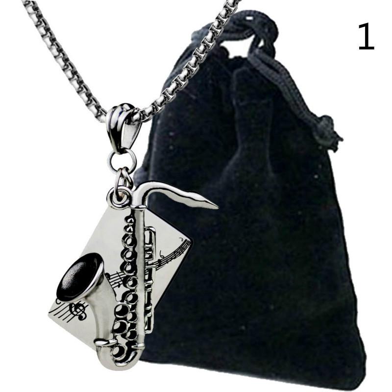 

Европейская и американская мода, музыкальный инструмент, саксофон, кулон в стиле хип-хоп, ожерелье из титановой стали 1 серебряный