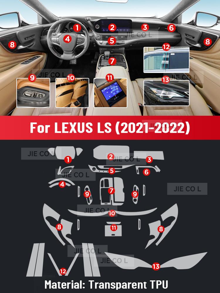 For LEXUS LS 2021 2022 Anti-scratch Car Interior Transparent TPU Film Center Console Dashboard Navigation Protector Sticker