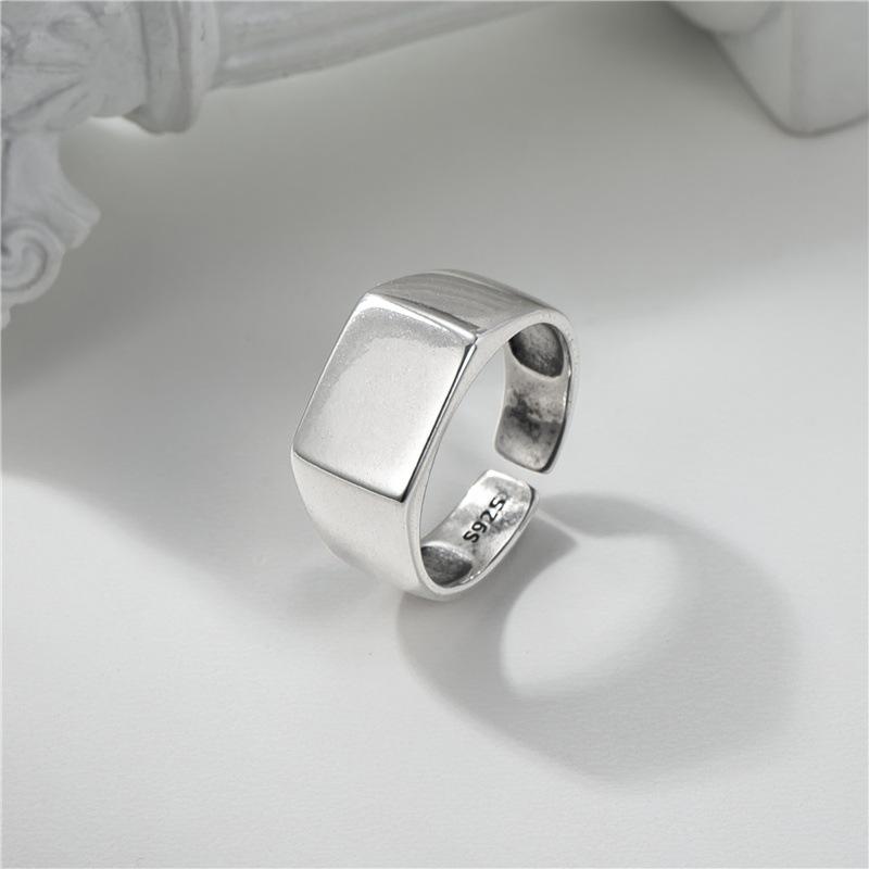 

Кольца из стерлингового серебра 925 пробы для мужчин и женщин, простые модные кольца с квадратным отверстием, регулируемый размер, ювелирные изделия