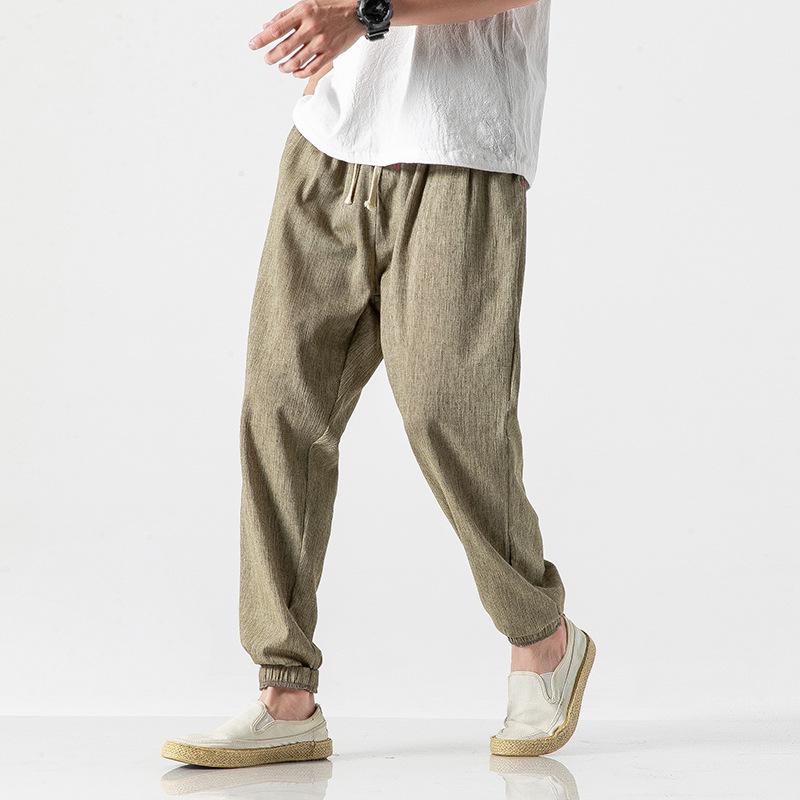 2025 Summer Plus Size Men's Linen Harem Pants - Japanese & Chinese Style