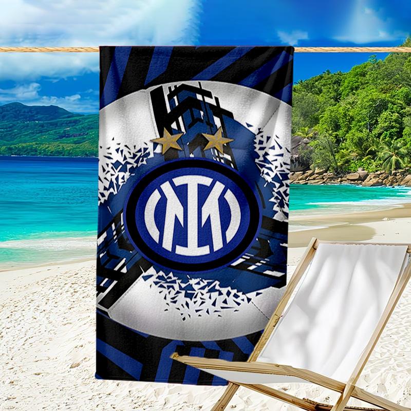 Toalla de Playa Estampada con el Escudo del Inter de Milán, Microfibra Súper Suave, Regalo Perfecto de Cumpleaños, para Piscina, Playa, Viajes, para familiares y amigos