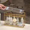 Gold Double-Layer Bathroom Countertop Organizer Shelf