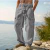 Men's Linen Four Seasons Thin Breathable Tooling Multi-Pocket Loose Casual Trend Wide Leg Pants