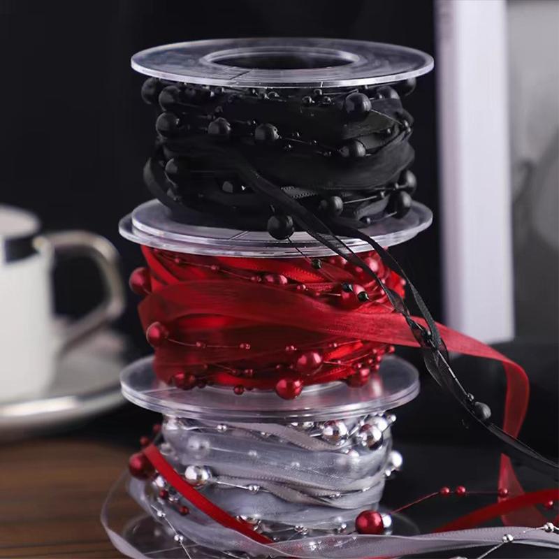5 Yards/Rolle Künstliches Perlenband Garn Perlenkette Perlen Spitze Verzierungen für Hochzeitsfeier Blumendekoration DIY Zubehör