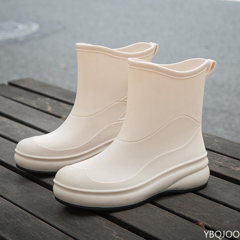 New Women's Rain Boots Waterproof Solid Color Rain Shoes Fashion Low Cut Rubber Shoe Comfortable Non Slip Ladies Shoes Mujer