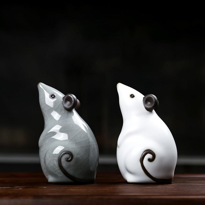 Nourisable Pony Tea Pets Ceramic Cattle Lovely Tea Play Ornaments Mouse Tea Tray Ornaments Fairy Garden Figurines