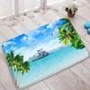 Sandy Beach Wave Sailboat Palm Tree Scenery Anti Slip Doormat Water Absorbing Mat For Kitchen Shower Room