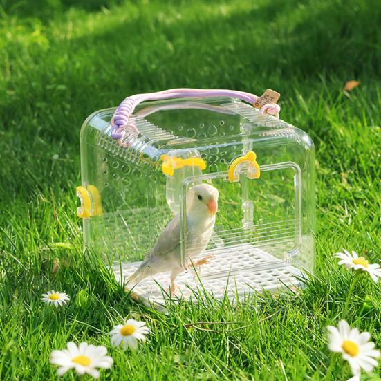 Bird Carrier Travel Parrot Cage Transparent Ventilated Bird Cage with Safety Locks Portable Bird