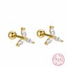 925 Sterling Silver Shiny Zircon Windmill Screw Earrings for Women's Fashion Creative Design Earrings