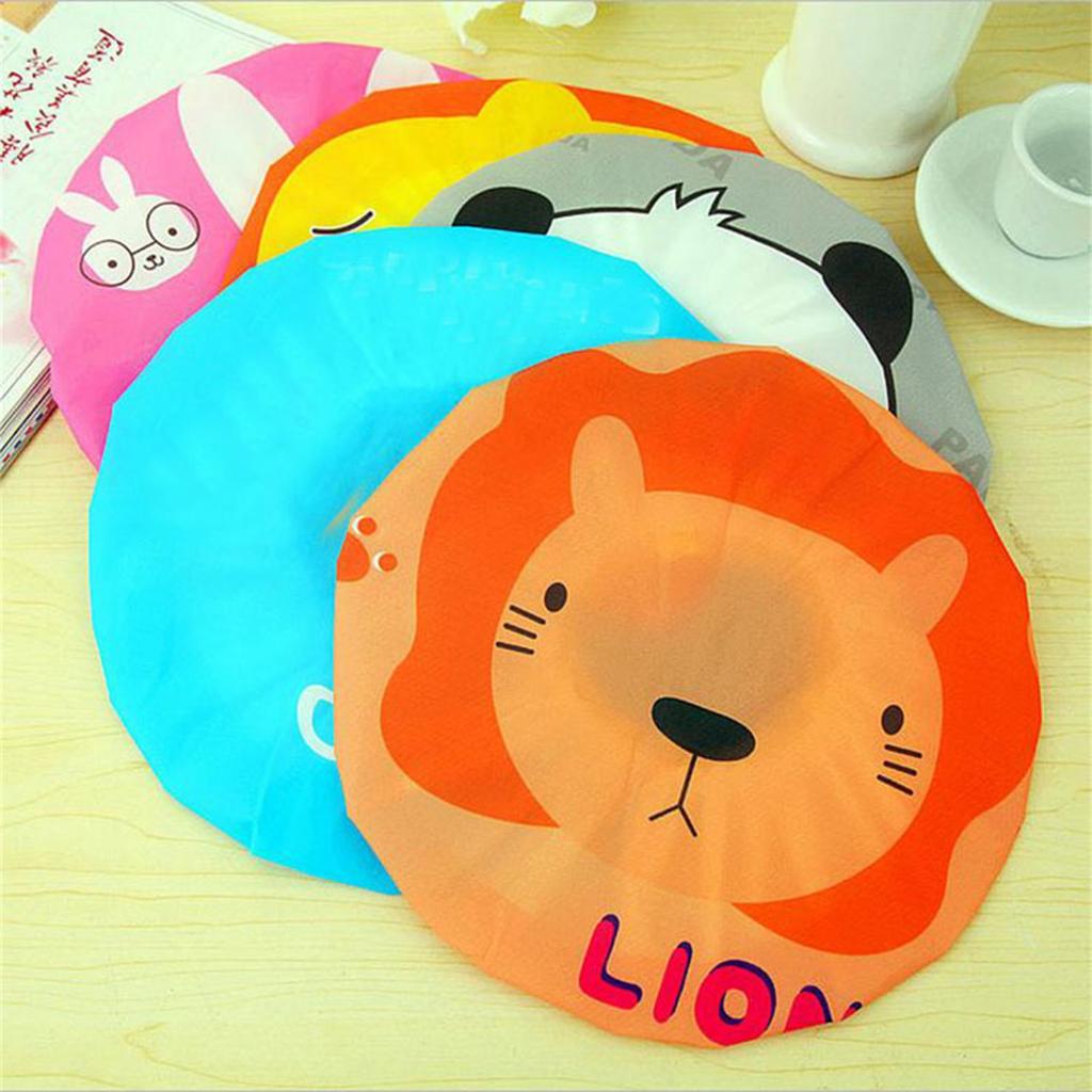 Bath Shower Cap Reusable Waterproof Kitchen Oilproof Hair Hat Cute Cartoon Design for Adults