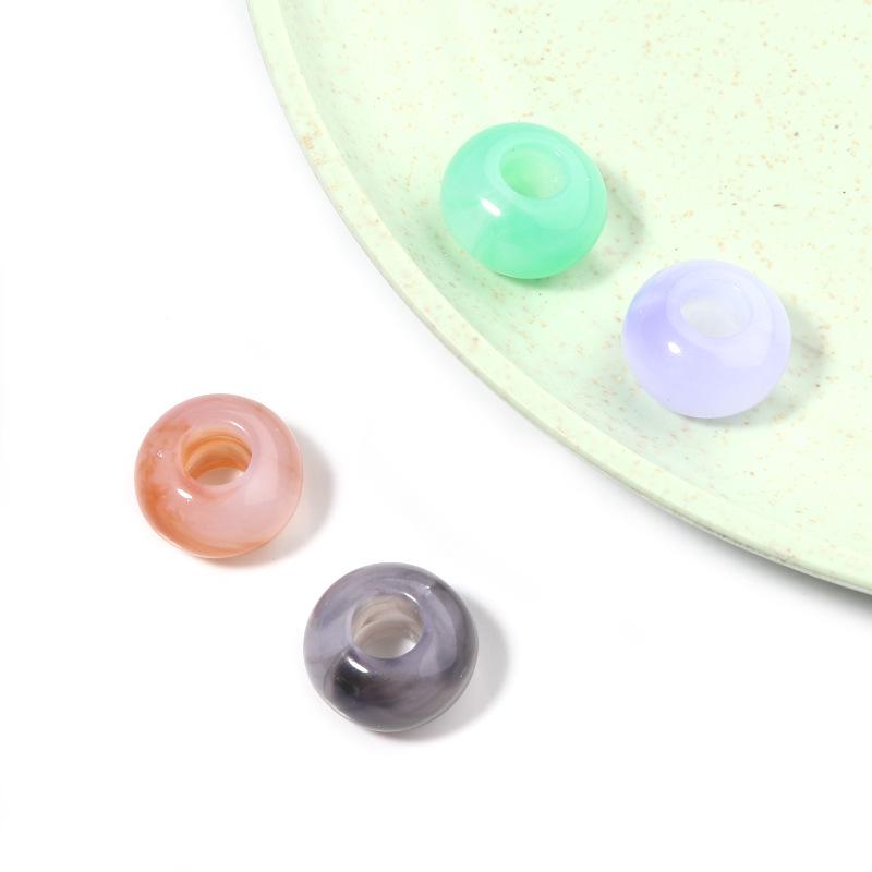 50 Acrylic Two-Color Crackle Crystal Large Hole Beads - Spring Color Spacer for DIY Bracelets