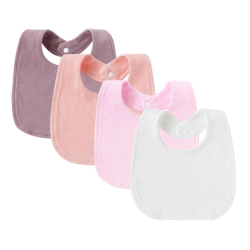 4Pcs Cotton Newborn Baby Bibs Cute Print Kids Baby Saliva Towel Solid Color Newborn Burp Cloths for Girls Boys Feeding Accessories