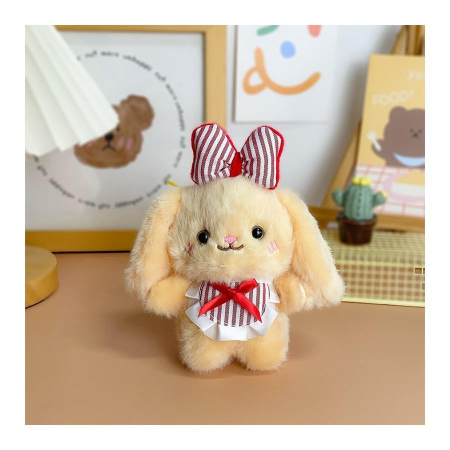 Plush Dog Keychain With Pink Butterfly Bow For Bags And Collectibles